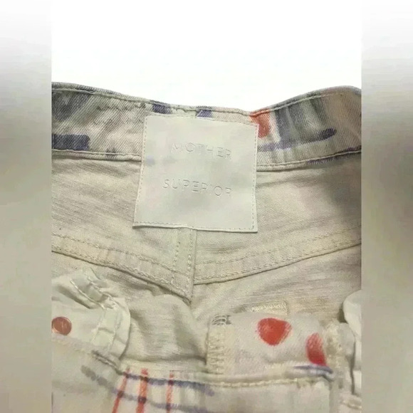 Mother The Maven Skimp Jeans Size 26 White Pastel Abstract Print High Rise Wide - Picture 4 of 6